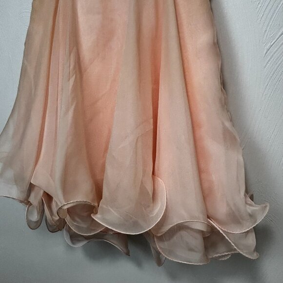 Vintage Jovani Y2K 90s Mini Prom Dress Sweetheart Pink Beaded Bodice Ruffle 00 - Picture 7 of 12